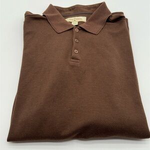 Tommy Bahama Brown Men's Long Sleeve Polo Shirt 73% Silk Cotton Size XXL